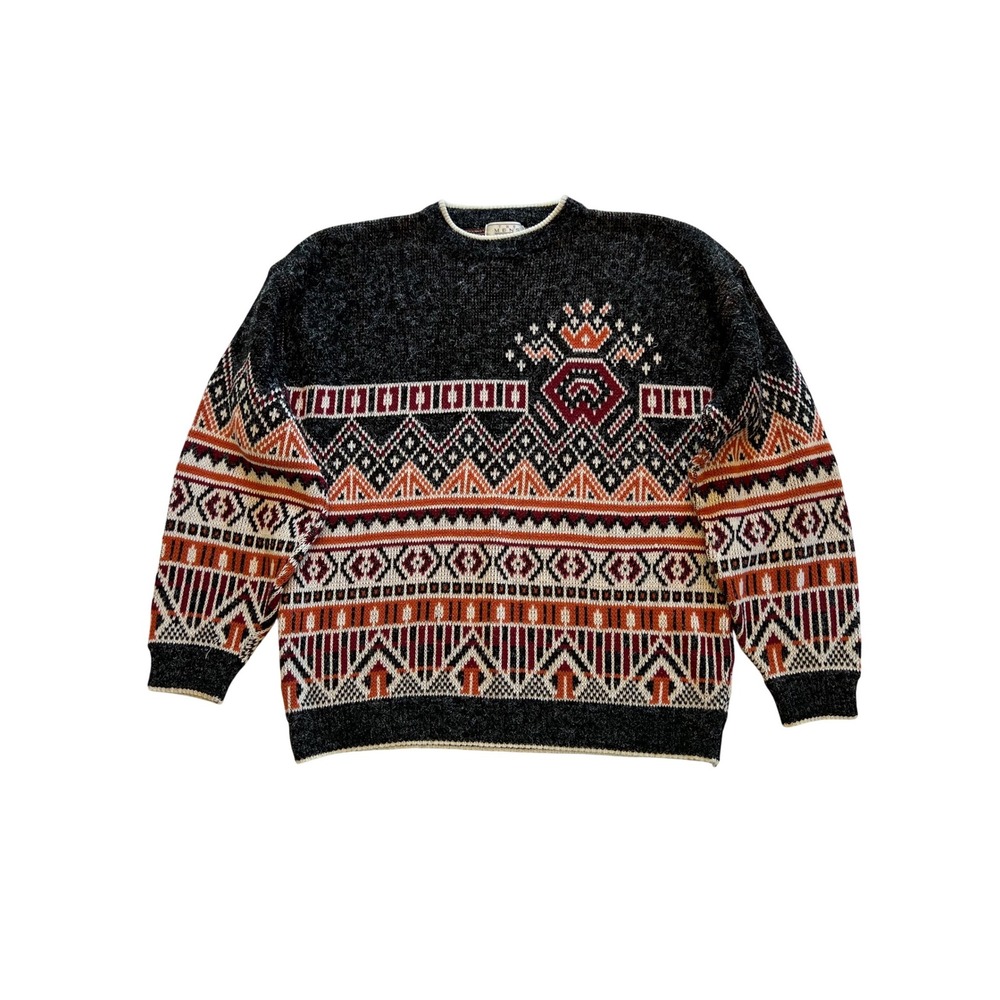 Vintage Sears‎ Geometric Knit Eclectic Grandpa Retro Sweater Size L/XL